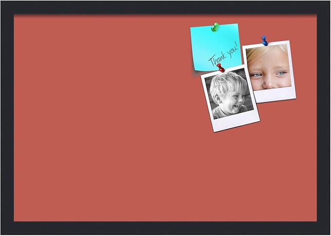 PinPix 22x15 Inch Cork Bulletin Board. This Decorative Framed Pin Board Comes with Crimson Pastel Design and a Satin Black Frame. Ideal for Home Office Decor or Message Board (PinPix-1807)-DeskLoop Office