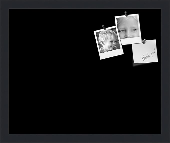 PinPix 17x14 Inch Cork Bulletin Board. This Decorative Framed Pin Board Comes with Solid Black Design and a Satin Black Frame. Ideal for Home Office Decor or Message Board (PinPix-622)-DeskLoop Office