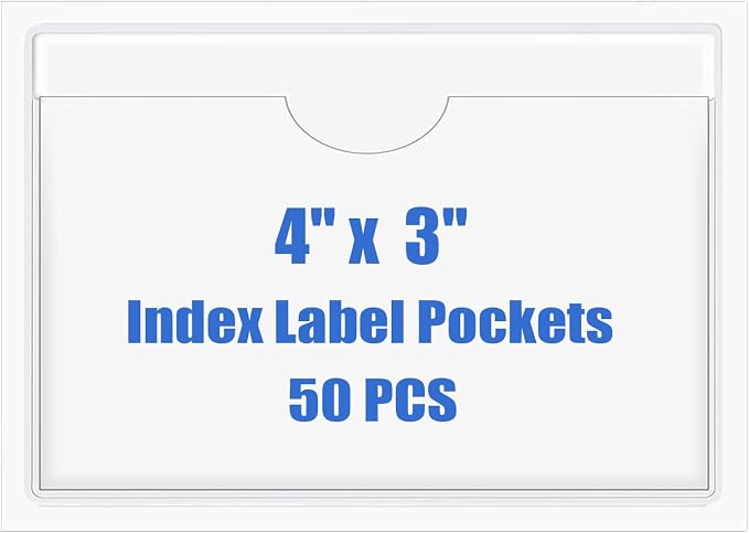 Origin-Joy 50 PCS Self-Adhesive Index Label Pockets by Origin-Joy