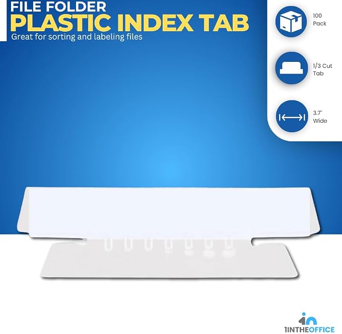 1InTheOffice Clear Hanging Folder Tabs and Inserts, Plastic Clear Tabs and - Image 2