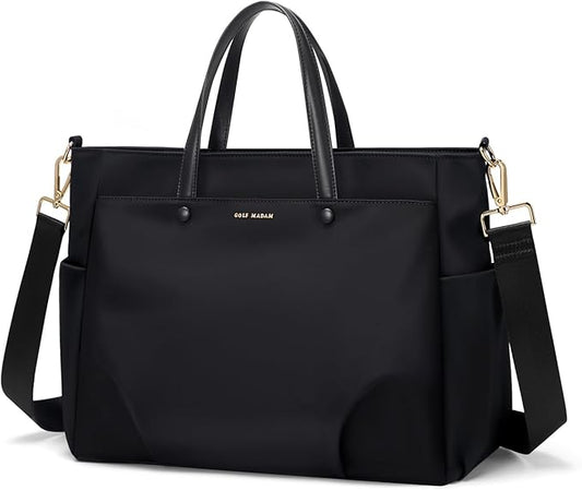 Laptop Tote Bag 15 Inch, Computer Shoulder Bag Large Work Tote Bag for Women, Laptop Carrying Case Stylish Handbag for Business Travel (Black)