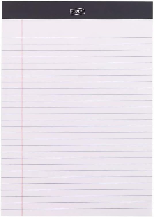 STAPLES Notepads, 8.25” x 11.75”, Wide Ruled, 50 Sheets/Pad by Staples