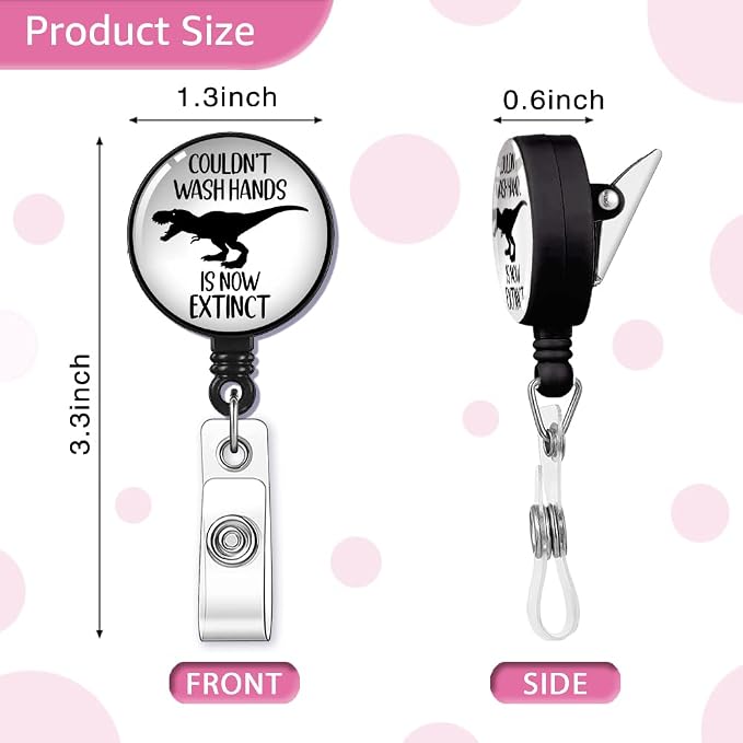 Couldn't Wash Hands is Now Extinct Badge Reel Retractable - Image 2