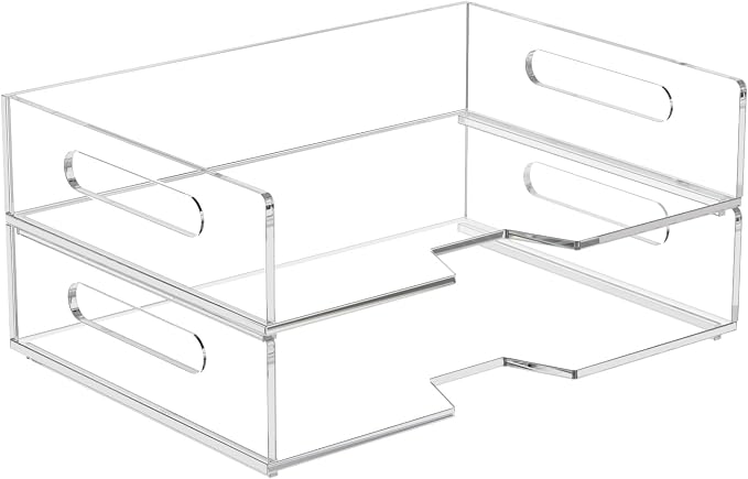 HIIMIEI Acrylic Paper Tray 2 Pack Clear Letter Tray Desk Stackable Organizer by HIIMIEI