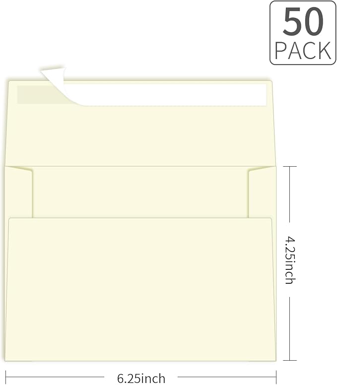 4x6 Envelopes For Invitation, A4 Envelope cream, 50 pack 4x6 card Envelopes - Image 2