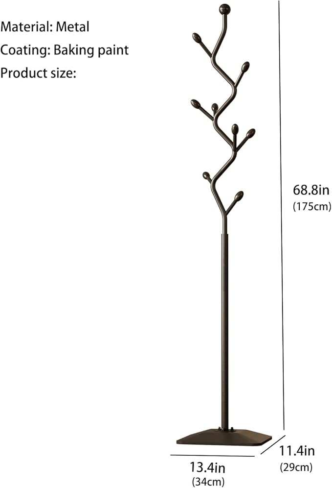 Tree-shaped coat rack stand,Metal coat tree with 8 Hooks and sturdy cast iron base,Heavy Duty coat rack freestanding coat hanger stand for Clothes Hats Scarfs Purses (black)-DeskLoop Office