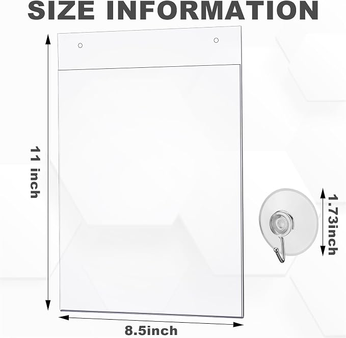 Suzile 2 Pcs Acrylic Window Sign Holder Hanging Acrylic Holder 8.5 x 11 Inch - Image 2