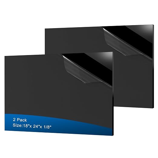 2 Pieces Black Acrylic Sheet, 18 x 24 Inch 1/8 Inch Thick, Home Decor, Display by ADTDA
