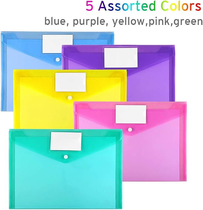 Sooez 20 Pack Folders Plastic Envelopes, Letter A4 Size Poly File Envelopes - Image 4
