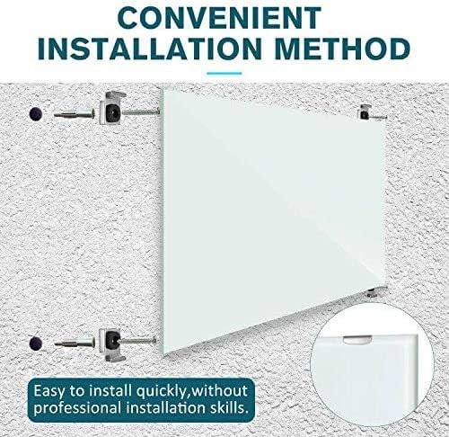 Glass Whiteboard 36x24 Magnetic Dry Erase White Board, Modern Tempered Glass Board for Wall, 3x2' Frameless Wall Hanging Mount Glassboard for Home Office School-DeskLoop Office