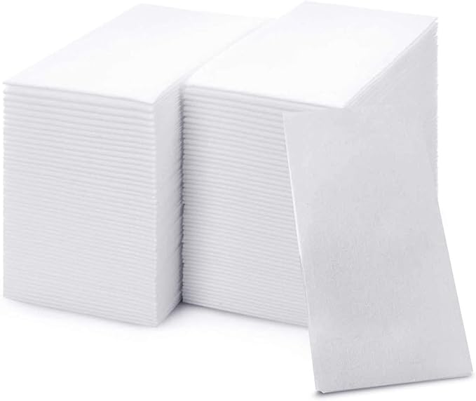 200 Paper Towels Cloth-Like Hand Tissue Paper Napkins, Disposable Hand Towels for Bathroom Guests, Disposable Face Towel for Guest, Washcloths or Dinner Napkin, Made in USA, White-DeskLoop Office