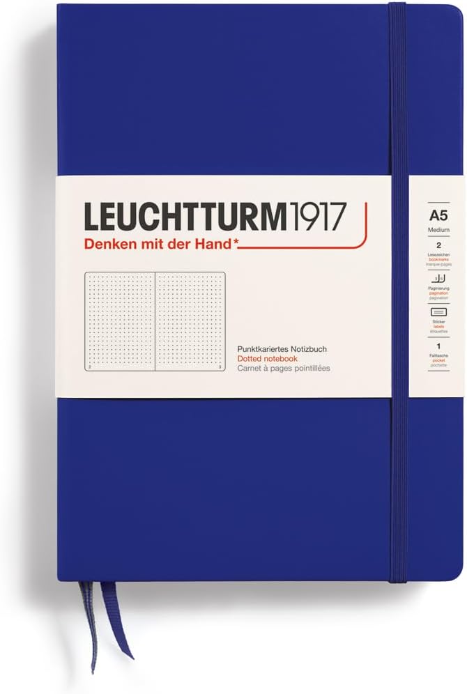 LEUCHTTURM1917 - Notebook Hardcover Medium A5-251 Numbered Pages for Writing and Journaling (Ink, Dotted)-DeskLoop Office