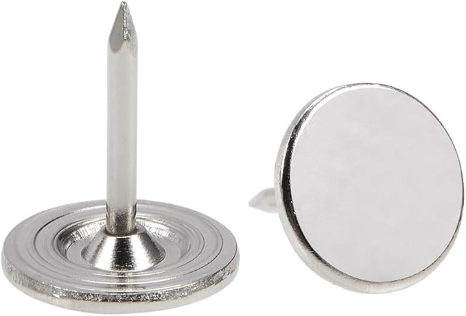 uxcell Upholstery Nails Tacks 11mmx13mm Flat Head Furniture Nails Pins Silver Tone for Furniture Sofa Headboards, 50 Pcs