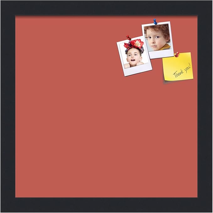 PinPix 12x12 Inch Cork Bulletin Board. This Decorative Framed Pin Board Comes with Crimson Pastel Design and a Satin Black Frame. Ideal for Home Office Decor or Message Board (PinPix-1807)-DeskLoop Office