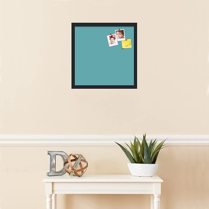 PinPix 17x17 Inch Cork Bulletin Board. This Decorative Framed Pin Board Comes with Aqua Pastel Design and a Satin Black Frame. Ideal for Home Office Decor or Message Board (PinPix-1806)-DeskLoop Office