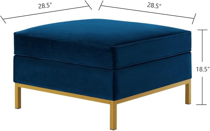 24KF Large Square Couch Ottoman, Velvet Ottoman with Padded Cushion, Large Foot Rest for Living Room - Navy-DeskLoop Office