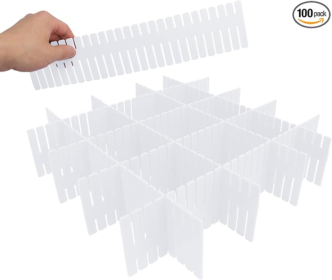 100 PCS Premium DIY Drawer Dividers, Adjustable Drawer Organizers by KUKLIPJIM