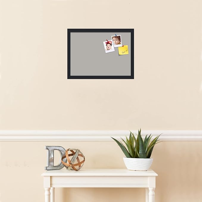 PinPix 18x13 Inch Cork Bulletin Board. This Decorative Framed Pin Board Comes with Dark Stone Design and a Satin Black Frame. Ideal for Home Office Decor or Message Board (PinPix-1808)-DeskLoop Office