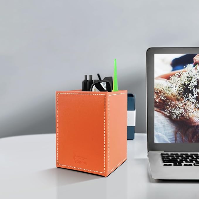 Pen Pencil Holder Cup Container PU Leather Desk Organizer Stand Decor Brush - Image 5