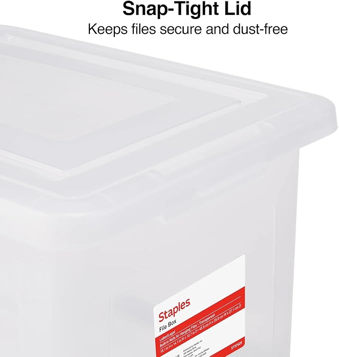 STAPLES File Box Plastic File Box Snap, Letter/Legal Size - Image 5