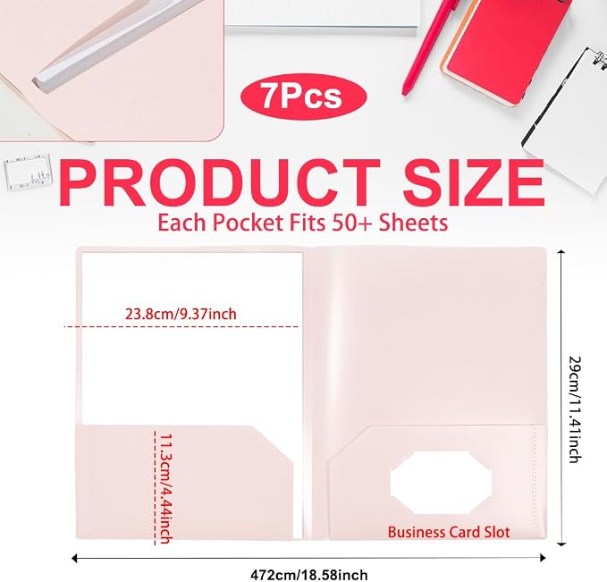 Plastic File Folders with 2 Pockets, File Folders Letter Size 8.5x11 inches - Image 2