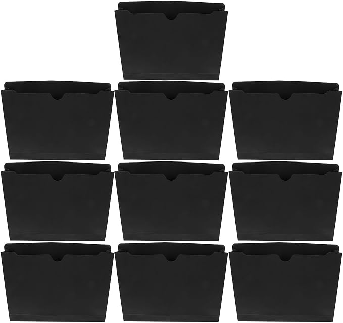 10pcs A4 Manila File Folders Black Tear Resistant Paper Material Wide Bottom by PLAFOPE