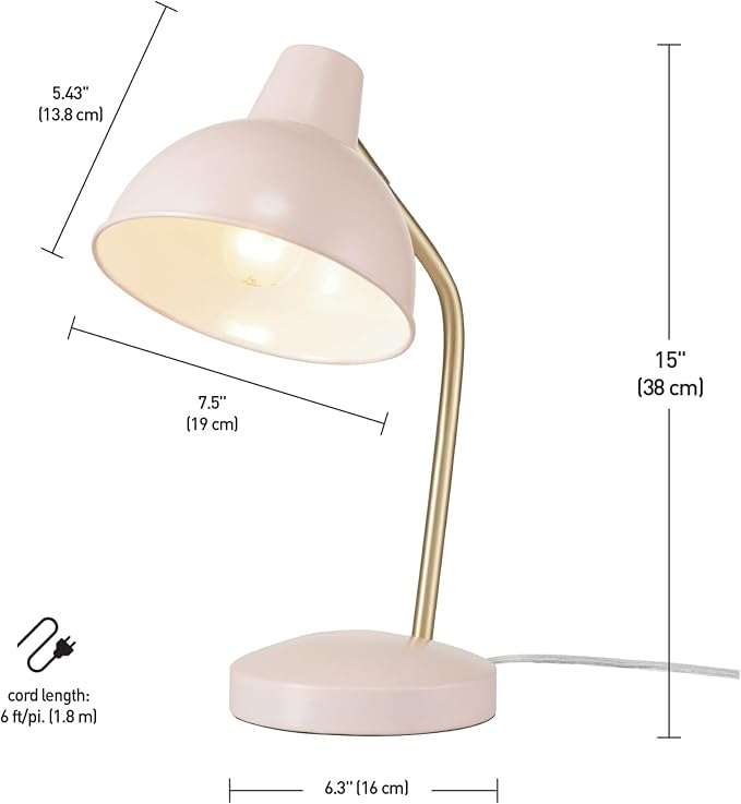 Globe Electric 67339 16 Inch Pink Desk Lamp - Image 7