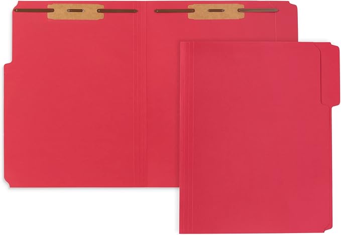 50 Red Fastener File Folders by BlueSummitSupplies