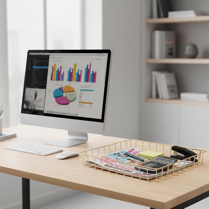 Paper Organizer for Desk Metal Paper Tray Large Capacity Letter Tray File - Image 2