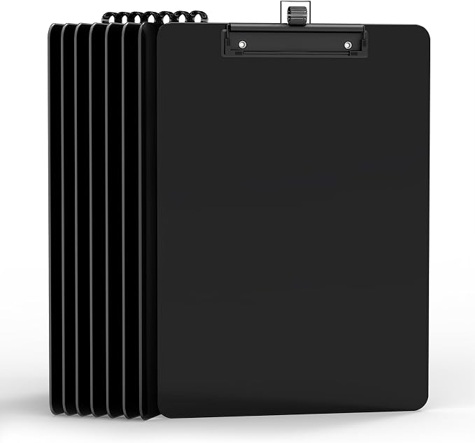 Black Clipboard with Pen Holder, 8.5 x 11 Clip Boards | Black Low Profile Clip by Juvealoe