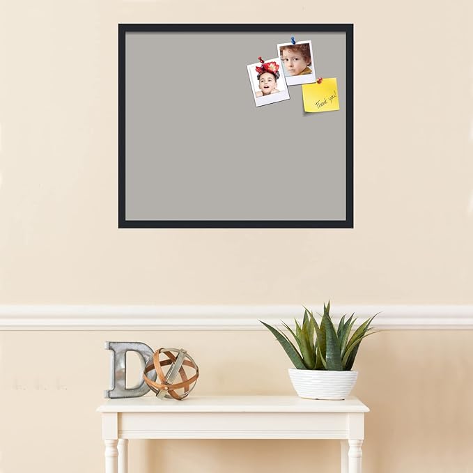 PinPix 28x24 Inch Cork Bulletin Board. This Decorative Framed Pin Board Comes with Dark Stone Design and a Satin Black Frame. Ideal for Home Office Decor or Message Board (PinPix-1808)-DeskLoop Office