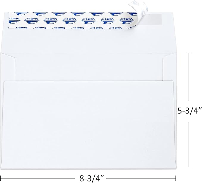 ValBox A9 Invitation Envelopes 250 Qty 5-3/4 x 8-3/4" White Envelopes Self Seal - Image 2