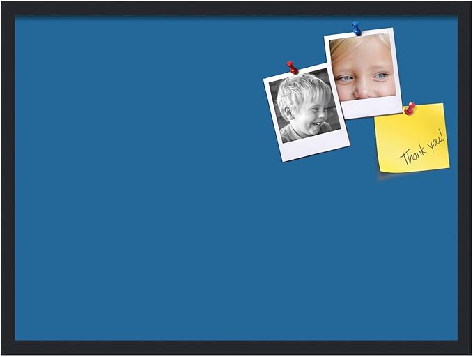 PinPix 30x22 Inch Cork Bulletin Board. This Decorative Framed Pin Board Comes with Navy Pastel Design and a Satin Black Frame. Ideal for Home Office Decor or Message Board (PinPix-1811)-DeskLoop Office