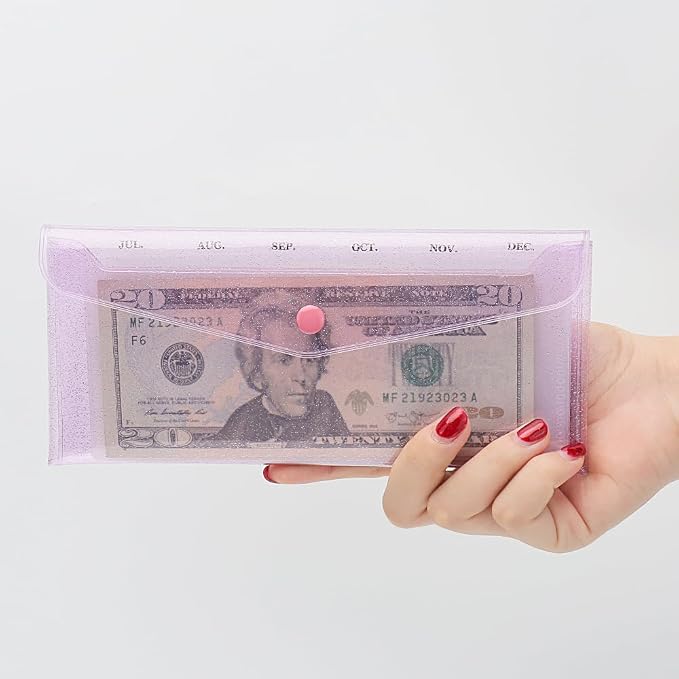 Purple Cash Envelope Wallet PVC Budget Wallets - Image 3