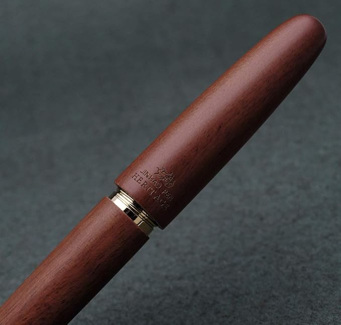 JINHAO 9056 Natural Wood Fountain Pen Handmade Ink Pen (Rosewood, Medium Nib 0.7mm)-DeskLoop Office