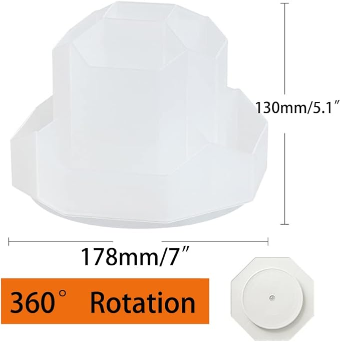 Transparent White Rotating Art Supply Storage with 9 Compartment, Pencil & Pen Holder for Kids Art Desk, Homeschool & Home Office Desktop Organizer-DeskLoop Office