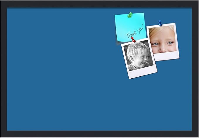 PinPix 27x18 Inch Cork Bulletin Board. This Decorative Framed Pin Board Comes with Navy Pastel Design and a Satin Black Frame. Ideal for Home Office Decor or Message Board (PinPix-1811)-DeskLoop Office