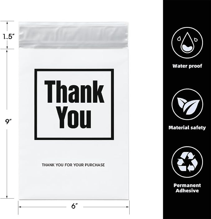 POLYSELLS Thank You Poly Mailers 6x9 inches 100 Pcs Waterproof Self-Sealing - Image 2