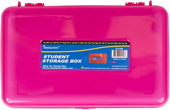 Craft County | Transparent Pencil Box | Colored Utility Box Storage Office Supplies Organizer | Pink-DeskLoop Office