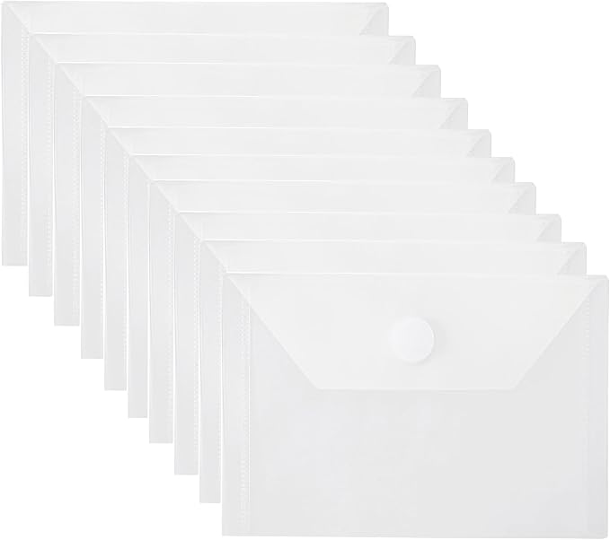 3x5 Plastic Envelopes Hook Loop Closure Coupon Receipt Storage Holder 10 Pack by YESSART