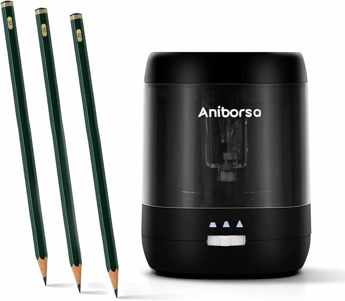 Electric Pencil Sharpener, USB & Battery Operated, Adjustable Nibs, Automatic by Aniborsa