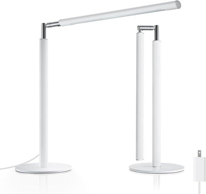 White LED Desk Lamp - Foldable Industrial Desk Light for Home Office, 15W Dimmable Table Lamp for Reading with Base, 4 Color Temps, 16" Eye Caring Metal Desktop Task Lamp for College Dorm Study-DeskLoop Office