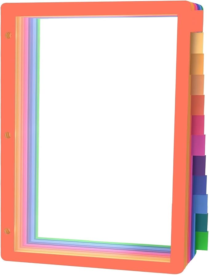 HABGP 3 Ring Binder Dividers, 12-Tab Plastic Clear Binder Dividers, Letter Size by HABGP