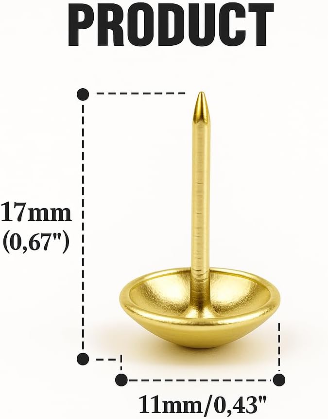 Premium Gold Thumb Tacks, Extra Long Push Pins - Image 2