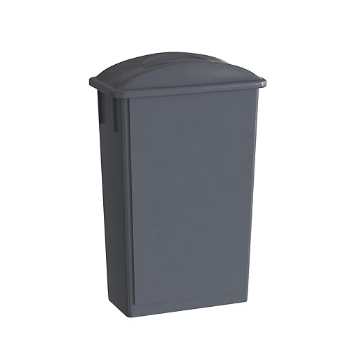 23 Gallon Gray Slim Jim Trash Can with Flat Lid with Handle-DeskLoop Office