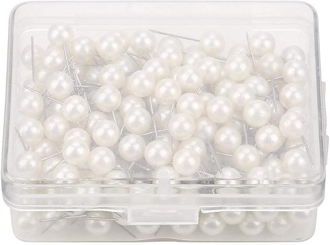 Oumefar 200PCS Pearl Push Pins, Decorative Thumb Tacks Round Short Pearl Head by Oumefar