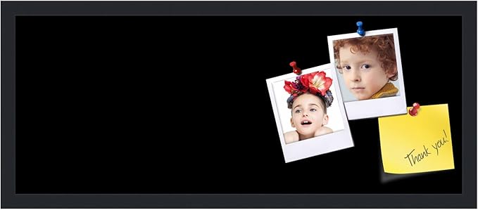 PinPix 30x12 Inch Cork Bulletin Board. This Decorative Framed Pin Board Comes with Solid Black Design and a Satin Black Frame. Ideal for Home Office Decor or Message Board (PinPix-622)-DeskLoop Office