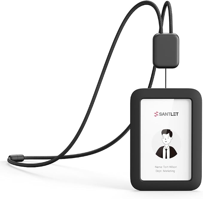 Lanyards for ID Badges Holder, SANTLET Silicone ID Badge Holder Name Card Case by SANTLET