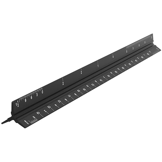 KEILEOHO 3 Pack Architectural Scale Ruler, 12 Inches Imperial Aluminum Architect Scale, Laser-Etched Triangular Drafting Ruler Drawing Ruler Tools for Architects, Engineers, Contractors, Black-DeskLoop Office
