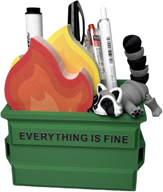 Infmetry Funny Garbage Can Fire Pen Holder by INFMETRY